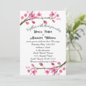 Cherry Blossom Japanse Sakura Pink Wedding Kaart (Staand voorkant)