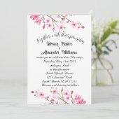 Cherry Blossom Japanse Sakura Pink Wedding Kaart (Staand voorkant)