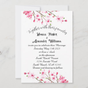 Cherry Blossom Japanse Sakura Pink Wedding Kaart