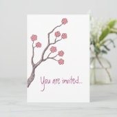 Cherry Blossom, je bent uitgenodigd.. Uitnodigings Kaart (Staand voorkant)