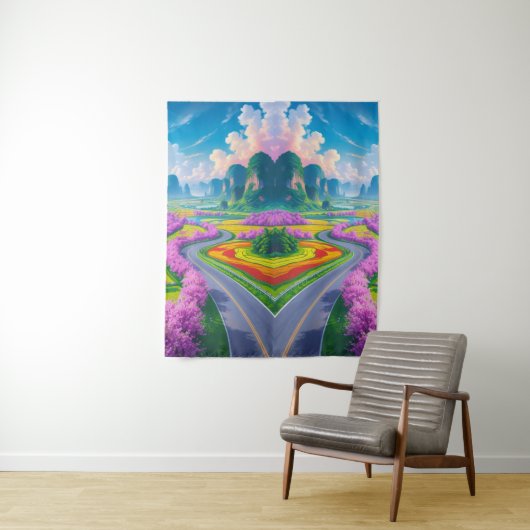 Cherry Blossom Journey – Dream Landscape Wall Art Wandkleed (In situ)