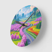 Cherry Blossom Journey – Spring Road Wall Clock Ronde Klok (Hoek)