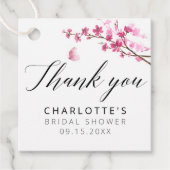 Cherry Blossom Kalligrafie Roze Dank u Bedankjes Labels (Voorkant)