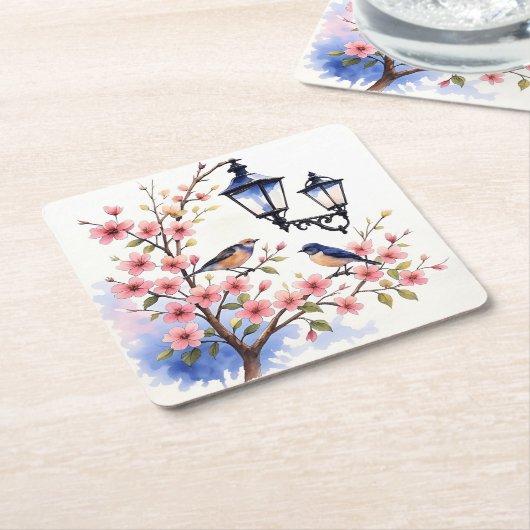 Cherry Blossom Kartonnen Onderzetters (Schuin)