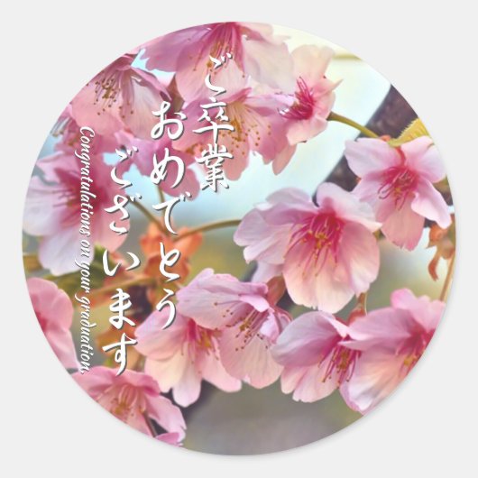 Cherry blossom "Kawazu-Zakura"  Ronde Sticker (Voorkant)