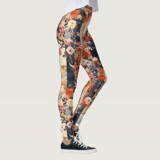 Cherry Blossom Kimono Splice Leggings -