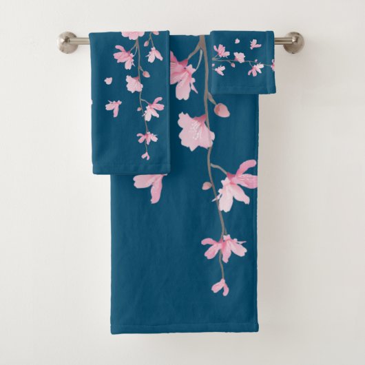 Cherry Blossom - Klassieke Blauw Bad Handdoek (Insitu)
