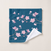 Cherry Blossom - Klassieke Blauw Bad Handdoek (Wasdoekje)