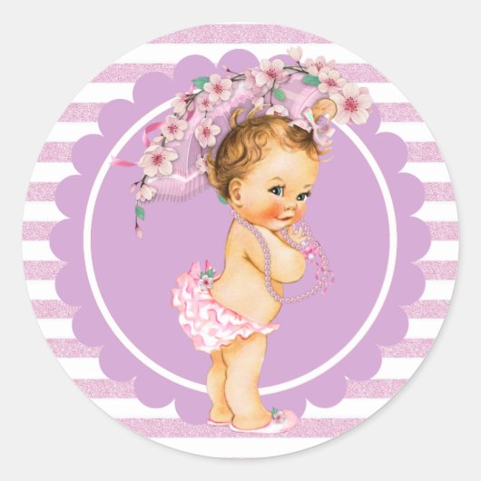 Cherry Blossom  Kleine Prinses Baby Sticke Ronde Sticker (Voorkant)