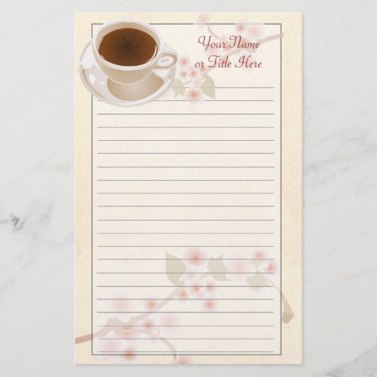 Cherry Blossom Koffie Stationery Briefpapier (Voorkant)