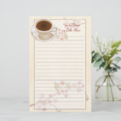 Cherry Blossom Koffie Stationery Briefpapier (Staand voorkant)