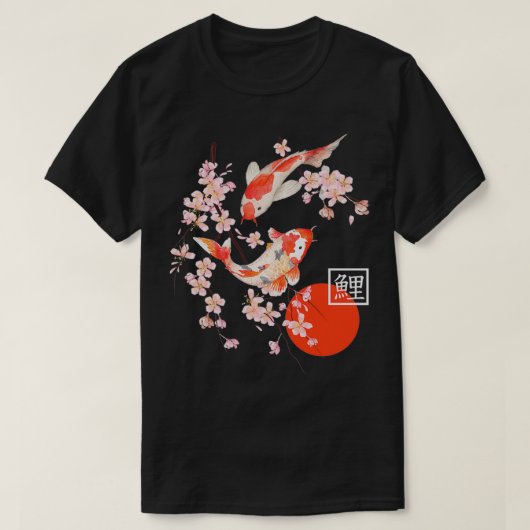 Cherry Blossom Koi Carp Fish Japans Sakura Graph T-shirt (Design voorkant)