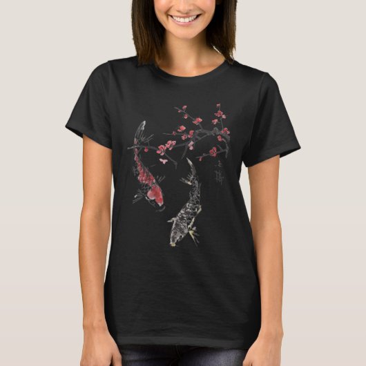 Cherry Blossom Koi Carp Fish Japans Sakura Graph T-shirt (Voorkant)