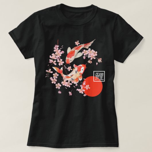 Cherry Blossom Koi Carp Fish Japans Sakura Graph T-shirt (Design voorkant)