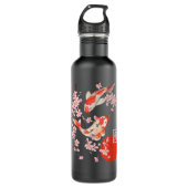 Cherry Blossom Koi Carp Fish Japans Sakura Graph Waterfles (Voorkant)