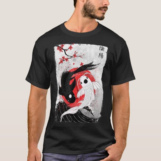 Cherry Blossom Koi Carp Fish Japans Sakura T-shirt (Voorkant)