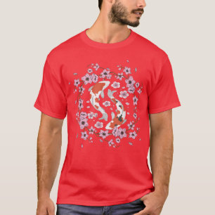 Cherry Blossom Koi Yin Yang Moon Flower Nishikigoi T-shirt