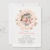 Cherry Blossom Krans Bloemen Foto Doop Kaart (Voorkant)