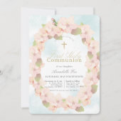 Cherry Blossom Krans Meisje Eerste Heilige Communi Kaart (Voorkant)