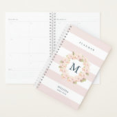 Cherry Blossom Krans Monogram Roze Streep Planner (Display)