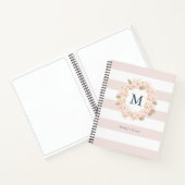 Cherry Blossom Krans Roze Monogram Notitieboek (Binnen)