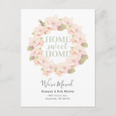 Cherry Blossom Krans Roze & Wit Bewegend Aankondigingskaart (Voorkant)