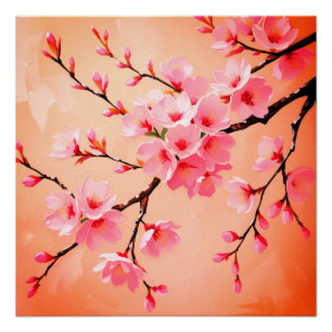 Cherry Blossom Kussen – Elegante Sakura Gooi Cushi Perfect Poster