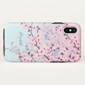 Cherry Blossom Landscape Pink Turquoise Monogram Case-Mate iPhone Case (Achterkant (horizontaal))