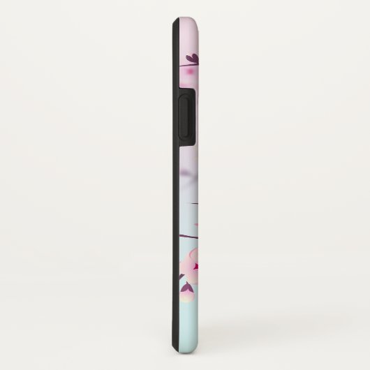 Cherry Blossom Landscape Pink Turquoise Monogram Case-Mate iPhone Case (Achterkant / rechts)