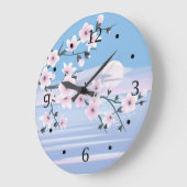 Cherry Blossom Landscape Zee Pink Blue Grote Klok (Hoek)