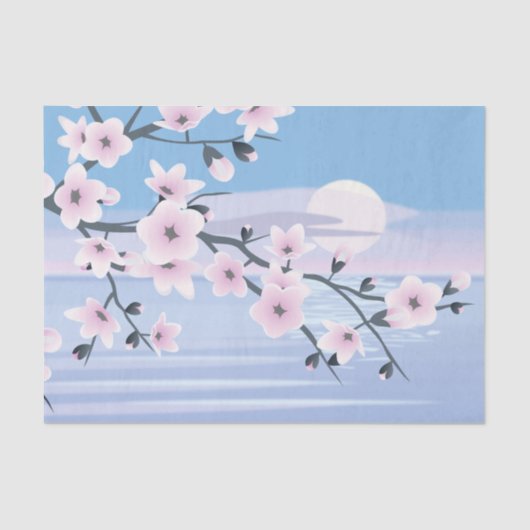 Cherry Blossom Landscape Zee Tissuepapier (Voorkant)