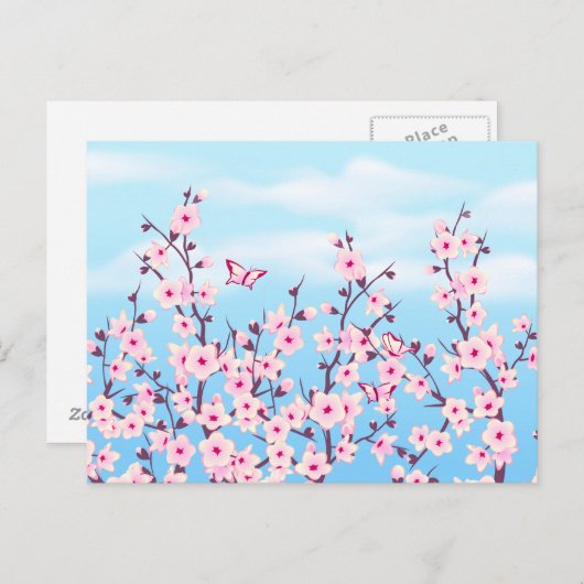 Cherry Blossom Landschap Briefkaart (Voorkant / Achterkant)