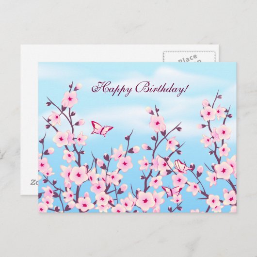 Cherry Blossom Landschap Briefkaart (Voorkant / Achterkant)