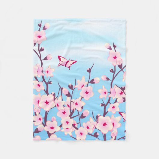 Cherry Blossom Landschap Fleece Deken (Voorkant)
