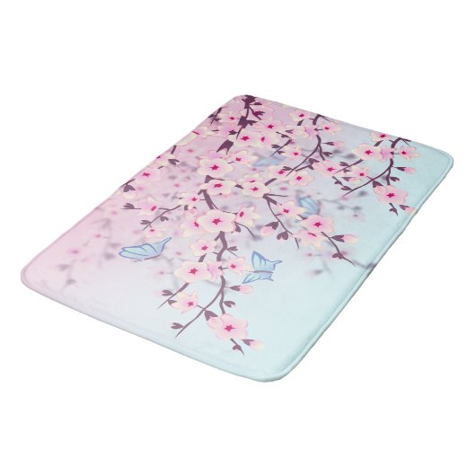 Cherry Blossom Landschap Pink Sky Blue Badmat (Gekanteld)