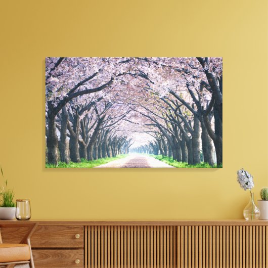 Cherry Blossom Lane Canvas Afdruk (Insitu (Woonkamer))