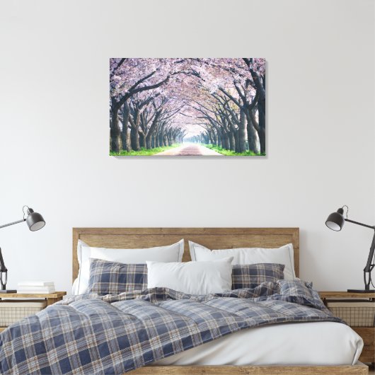 Cherry Blossom Lane Canvas Afdruk (Insitu (Slaapkamer))