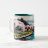 cherry blossom lane, nj. tweekleurige koffiemok (Voorkant links)