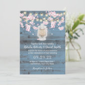 Cherry Blossom Lantern Dusty Blue Barn Wedding Kaart (Staand voorkant)