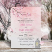 Cherry Blossom Lantern Pink Floral Wedding Kaart