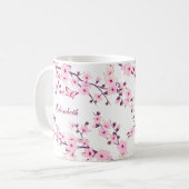 Cherry Blossom left-Hander Monogram Coffee Mok (Voorkant links)