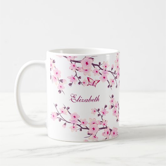 Cherry Blossom left-Hander Monogram Coffee Mok (Links)