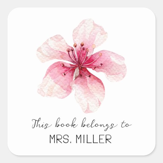Cherry Blossom leraar Dit boek behoort tot Vierkante Sticker (Voorkant)