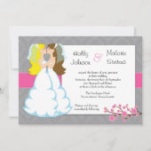 Cherry Blossom Lesbian Wedding Invitation Kaart (Voorkant)