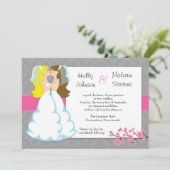 Cherry Blossom Lesbian Wedding Invitation Kaart (Staand voorkant)