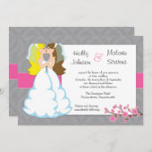 Cherry Blossom Lesbian Wedding Invitation Kaart (Voorkant / Achterkant)