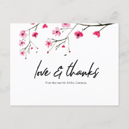 Cherry Blossom liefde en bedankt bruiloft Dank u, Briefkaart