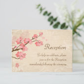 Cherry Blossom light beige Reception Invite Kaart (Staand voorkant)