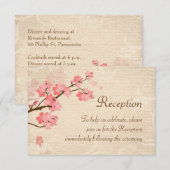 Cherry Blossom light beige Reception Invite Kaart (Voorkant / Achterkant)