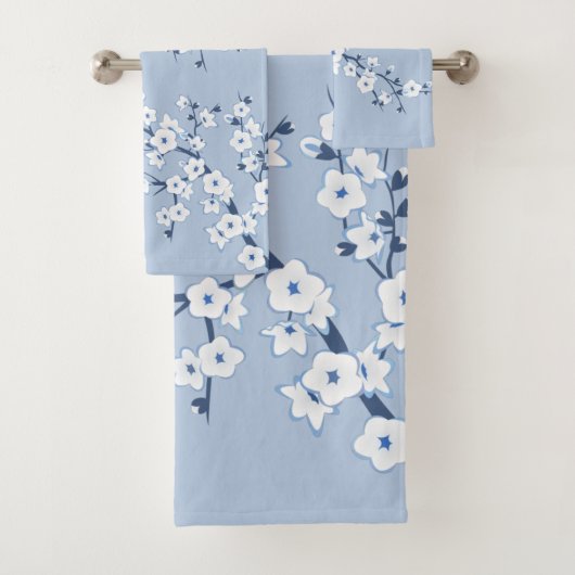 Cherry Blossom Light Blue Bad Handdoek (Insitu)